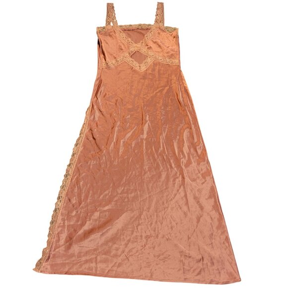 By Anthropologie Womens Sleep Dress Sz S Mauve Copper Reversible Lace-Trimmed Sl - Picture 2 of 10